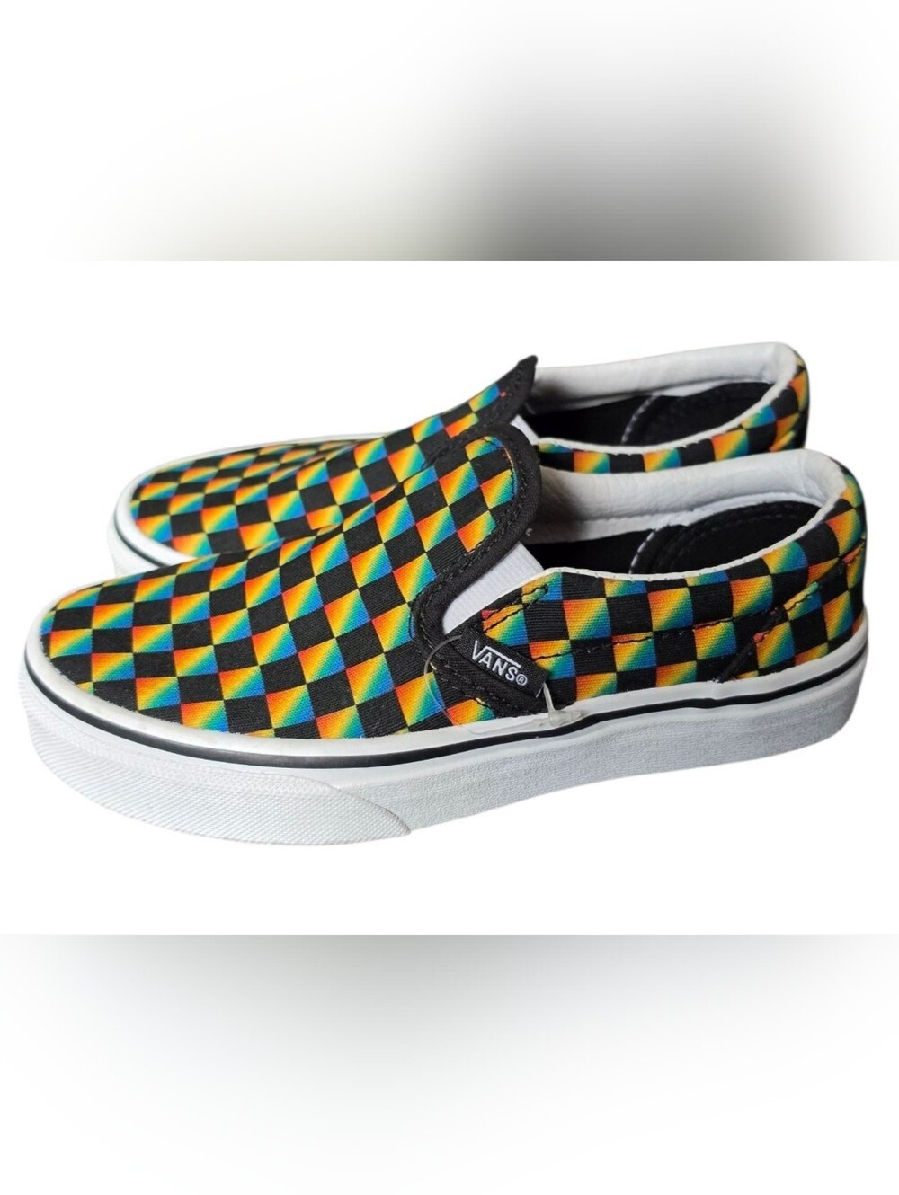 Vans Kids Classic Slip-On Gradient Rainbow Checkerboard Size 1